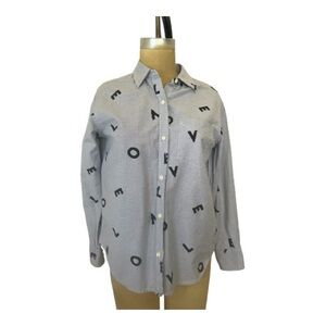 Current Elliott Women’s Love Letters Graphic Oxford Blue Shirt